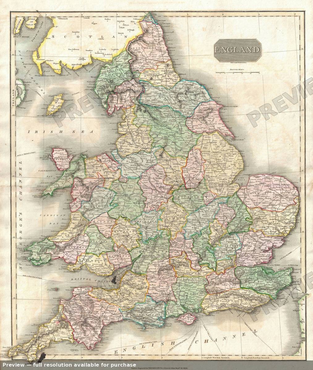 Antique map: England, 1814