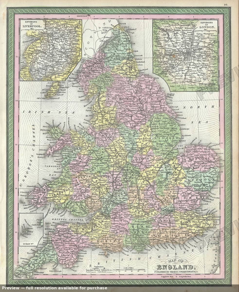 Antique map: England 2, 1854