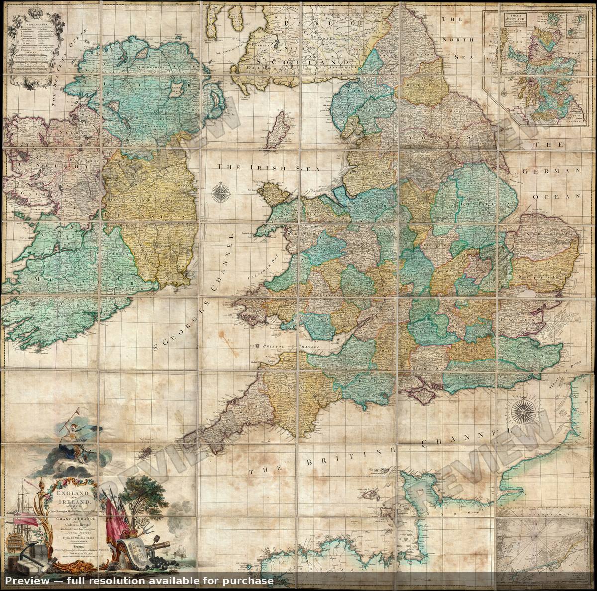 Antique map: England Ireland, 1760