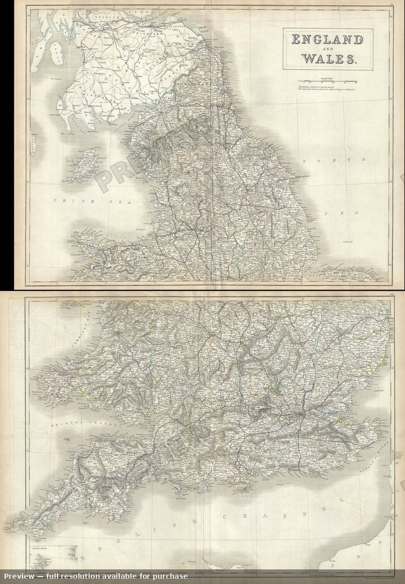 Antique map: England Wales, 1844