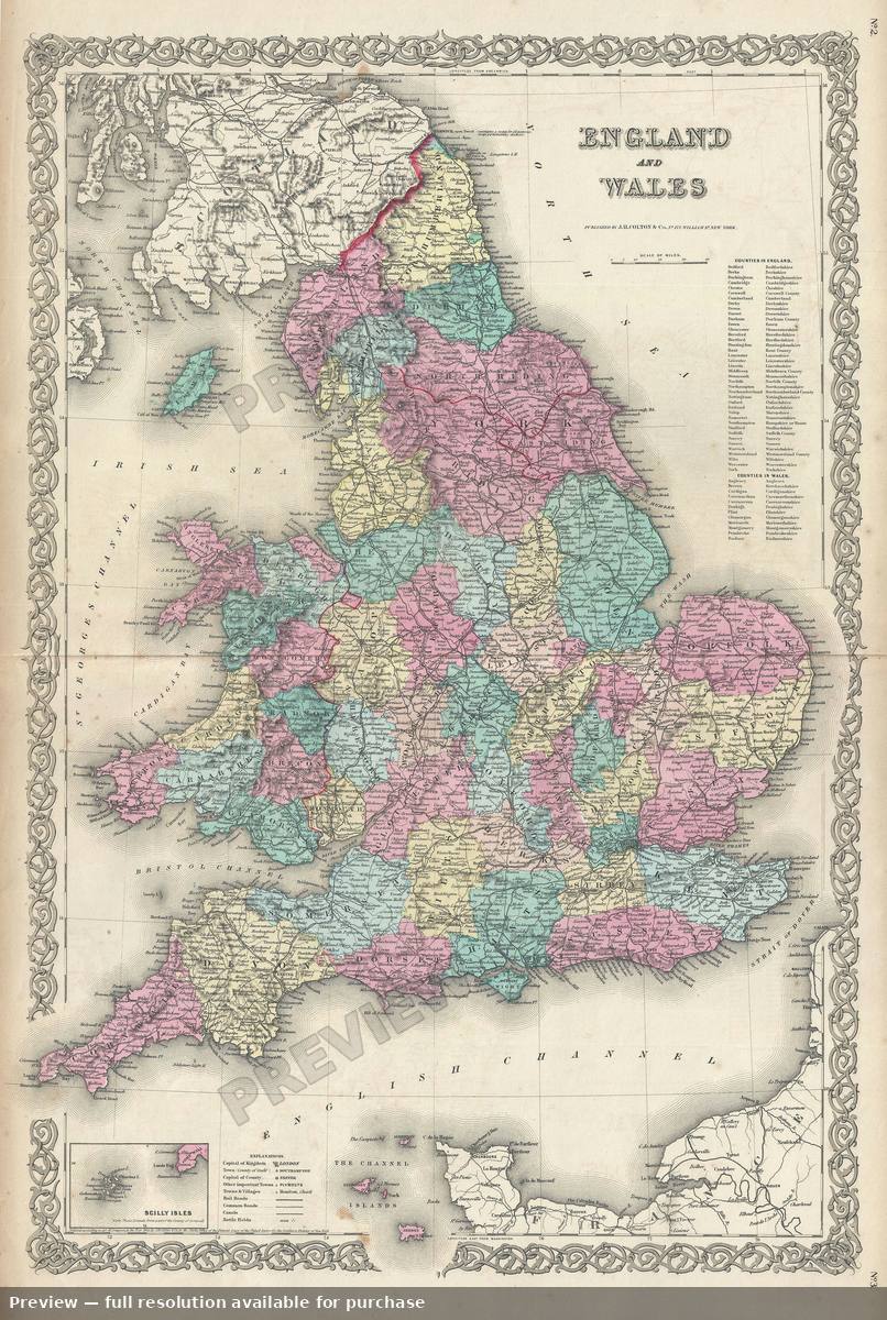 Antique map: England Wales, 1856