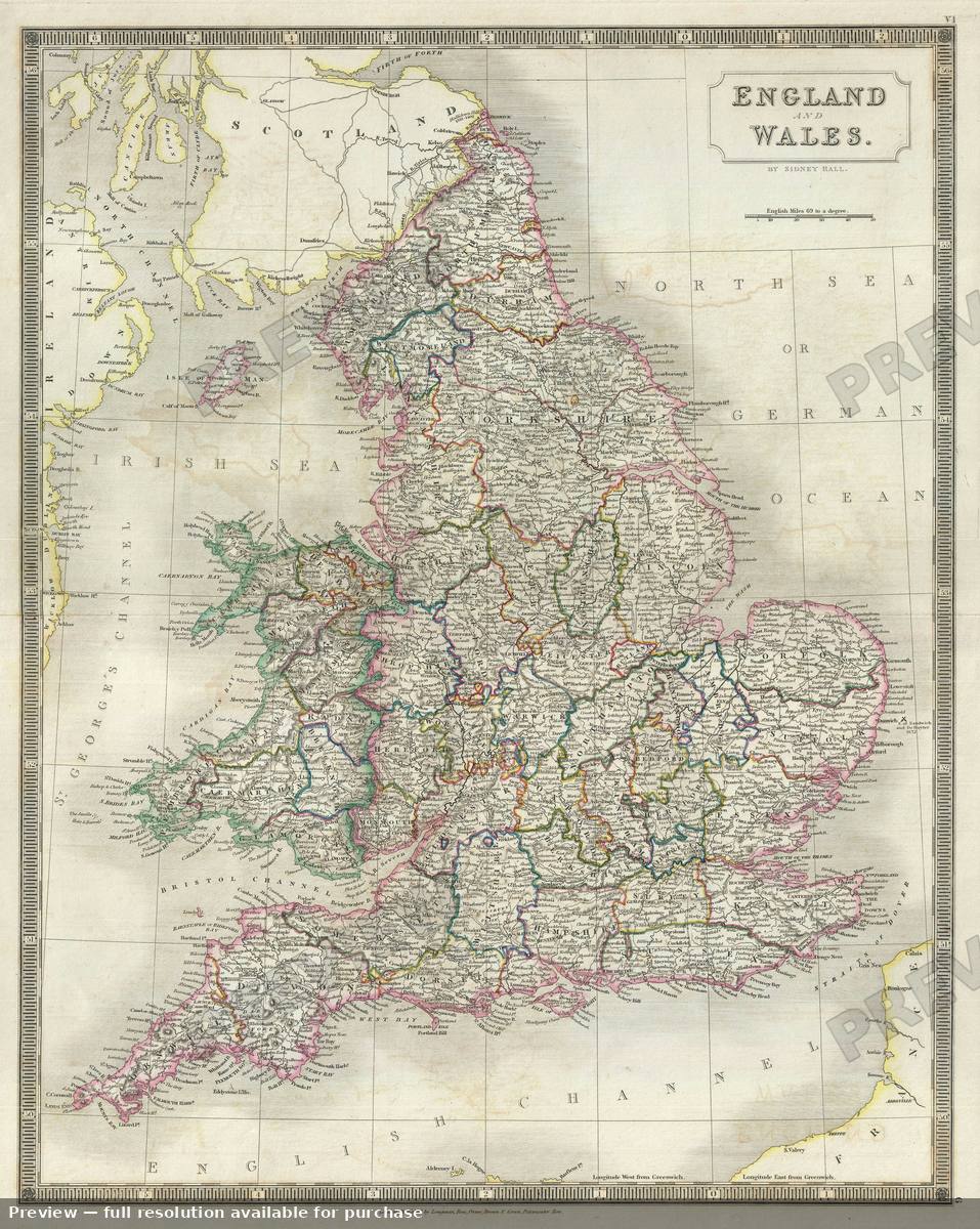 Antique map: England Wales, 1835