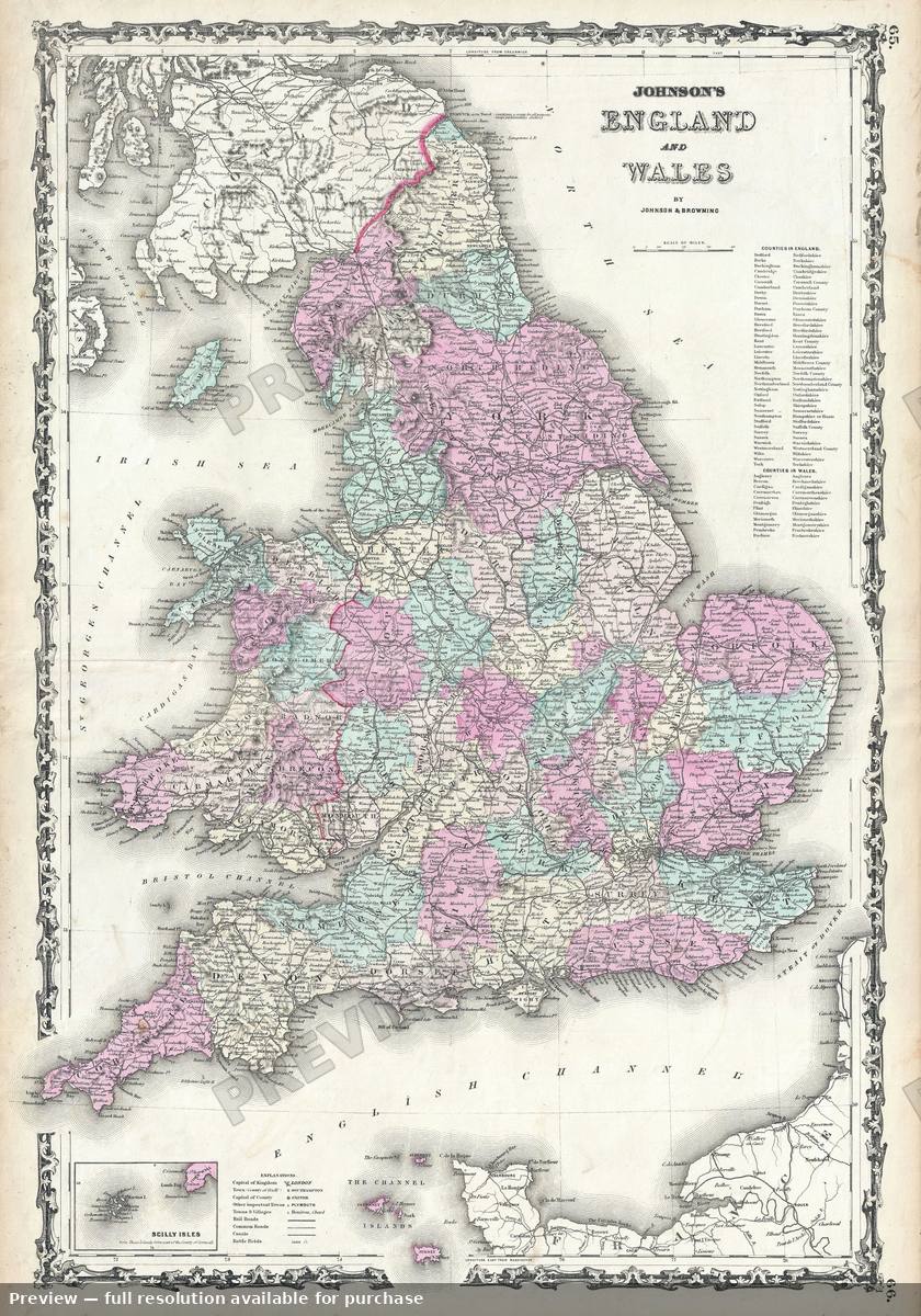 Antique map: England Wales, 1861
