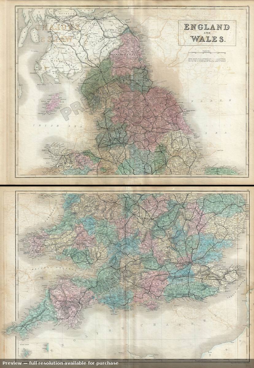 Antique map: England Wales 2, 1851