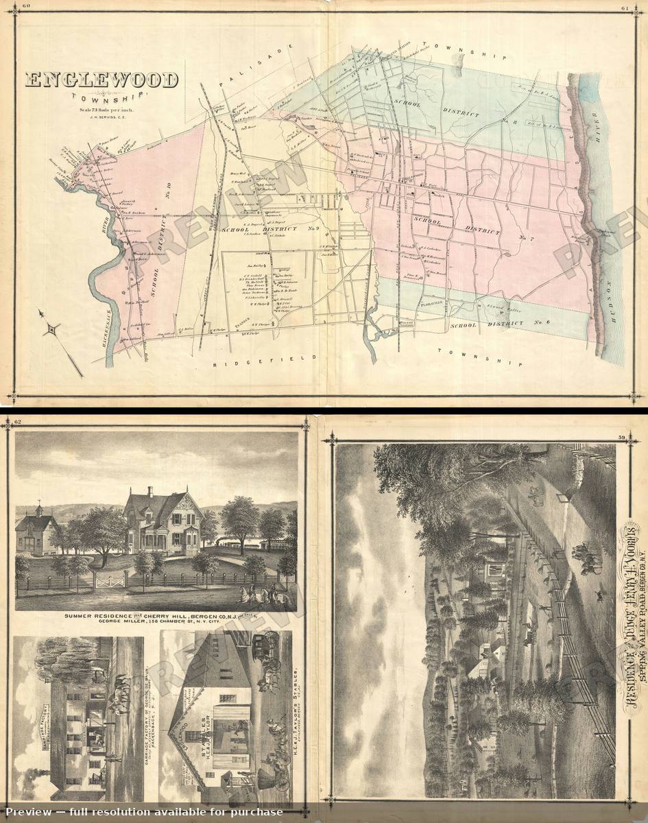 Antique map: Englewood, 1876