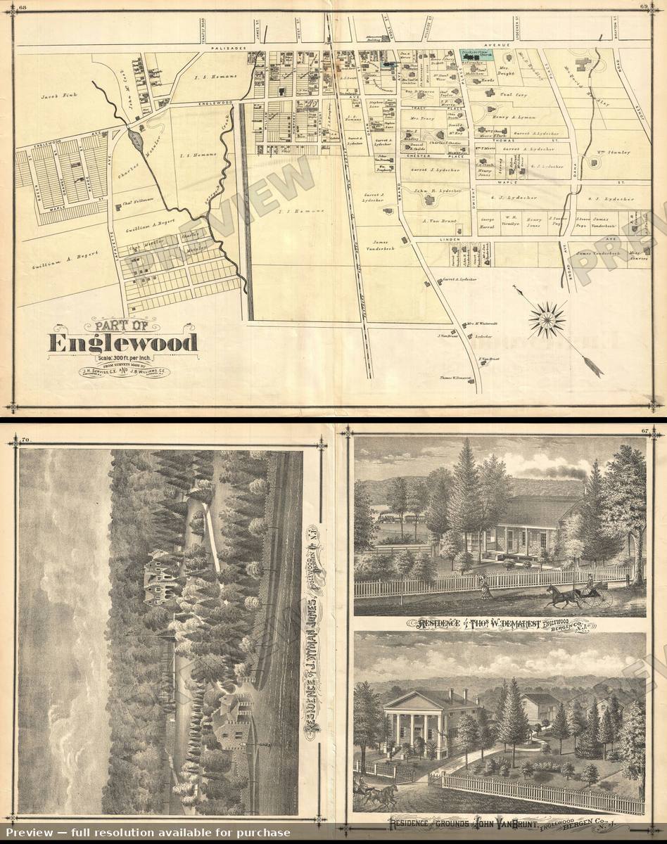 Antique map: Englewood SW, 1876
