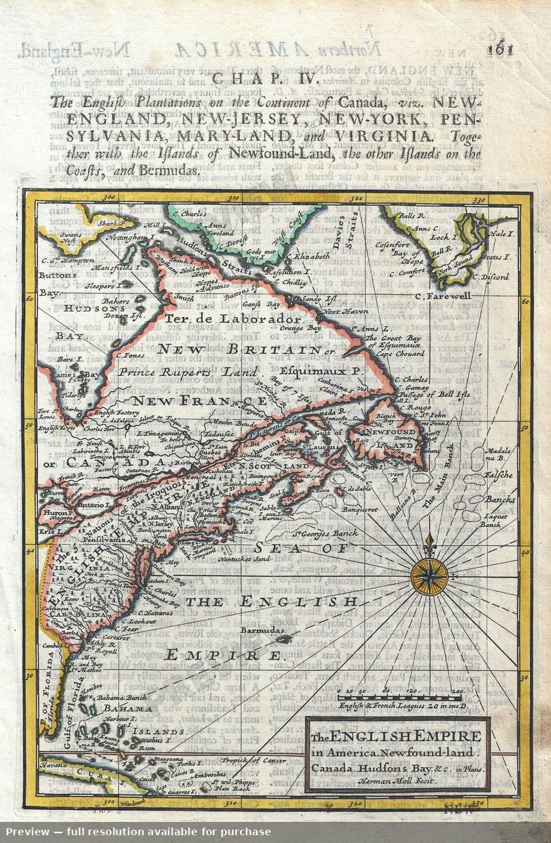 Antique map: English Empire, 1701