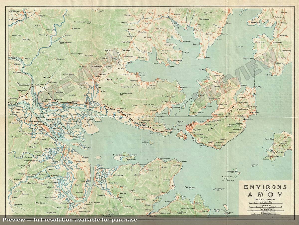 Antique map: Environs Amoy, 1924