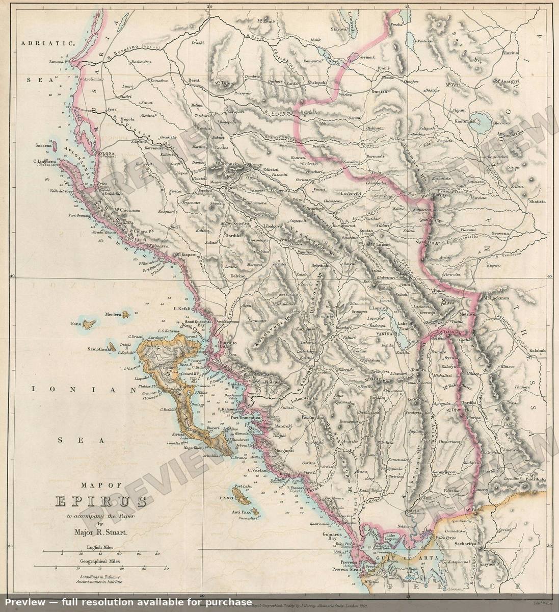 Antique map: Epirus Corfu, 1869