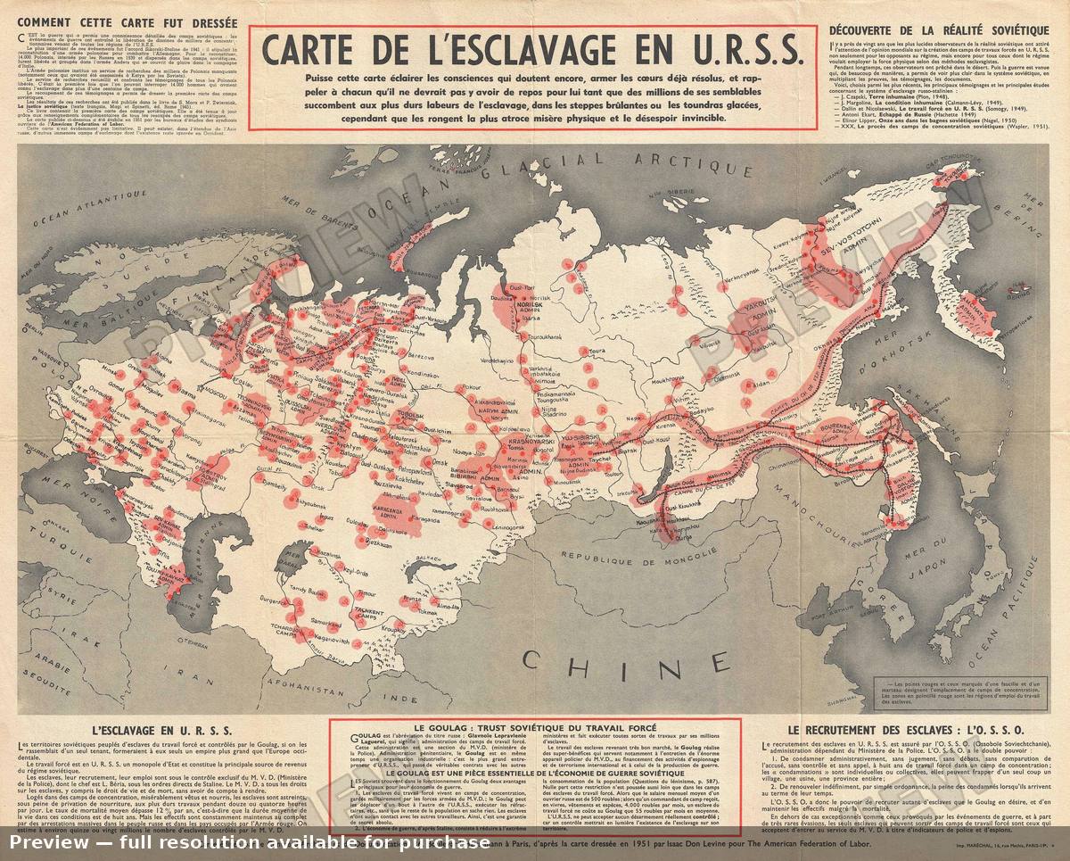 Antique map: Esclavage URSS, 1951, 1951