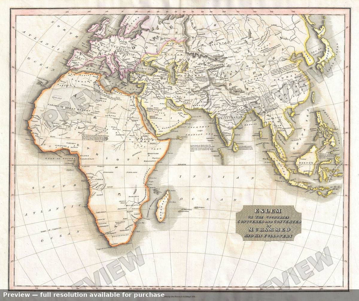 Antique map: Eslem Mohammed, 1829, 1829