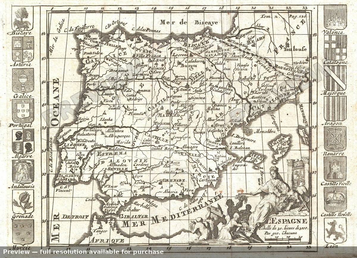 Antique map: Espagne, 1700, 1700