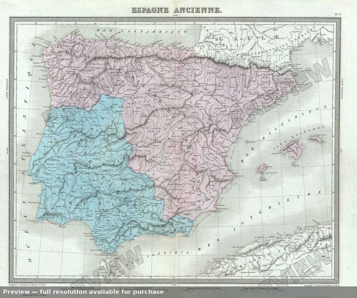 Antique map: Espagne Ancienne, 1874