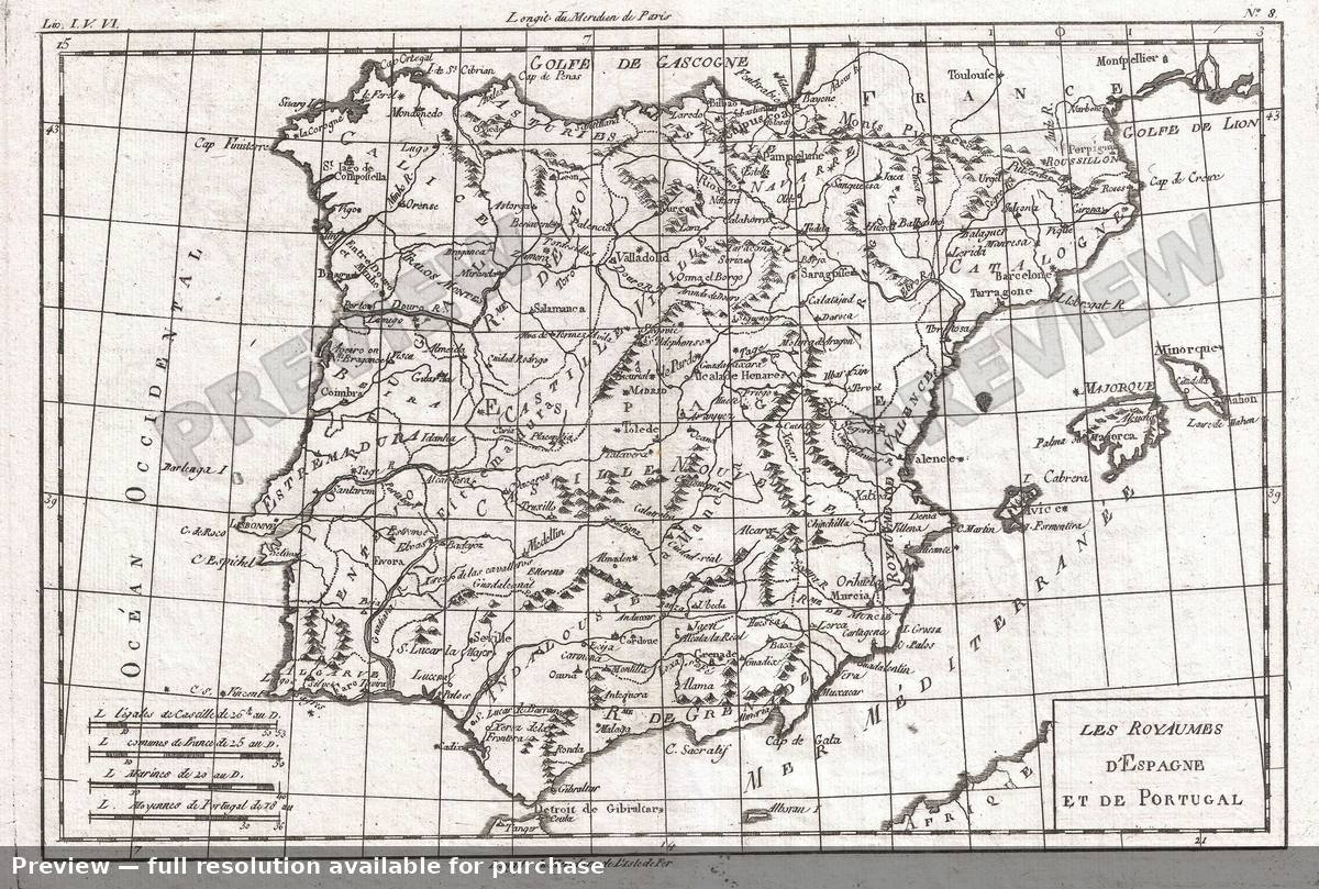 Antique map: Espagne Et Portugal, 1780, 1780