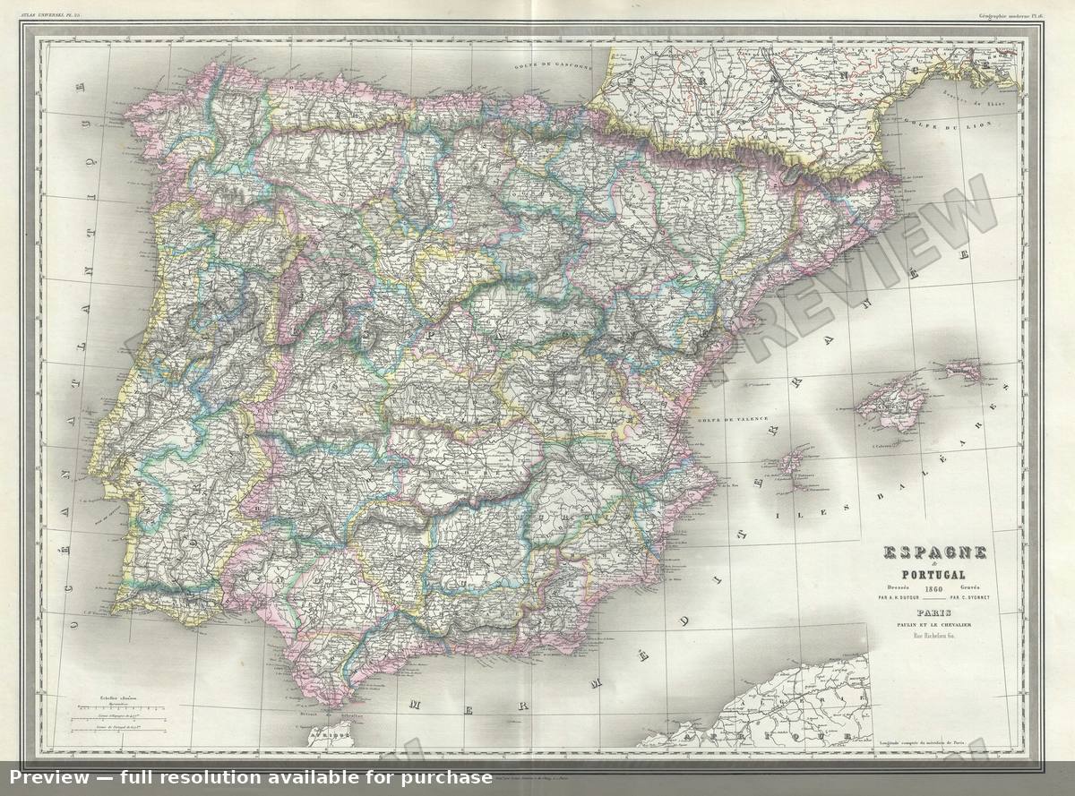 Antique map: Espagne Portugal, 1860, 1860