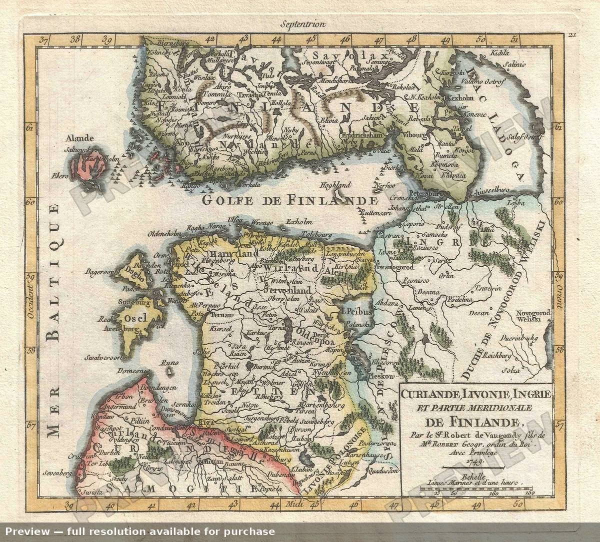 Antique map: Estonia, 1749