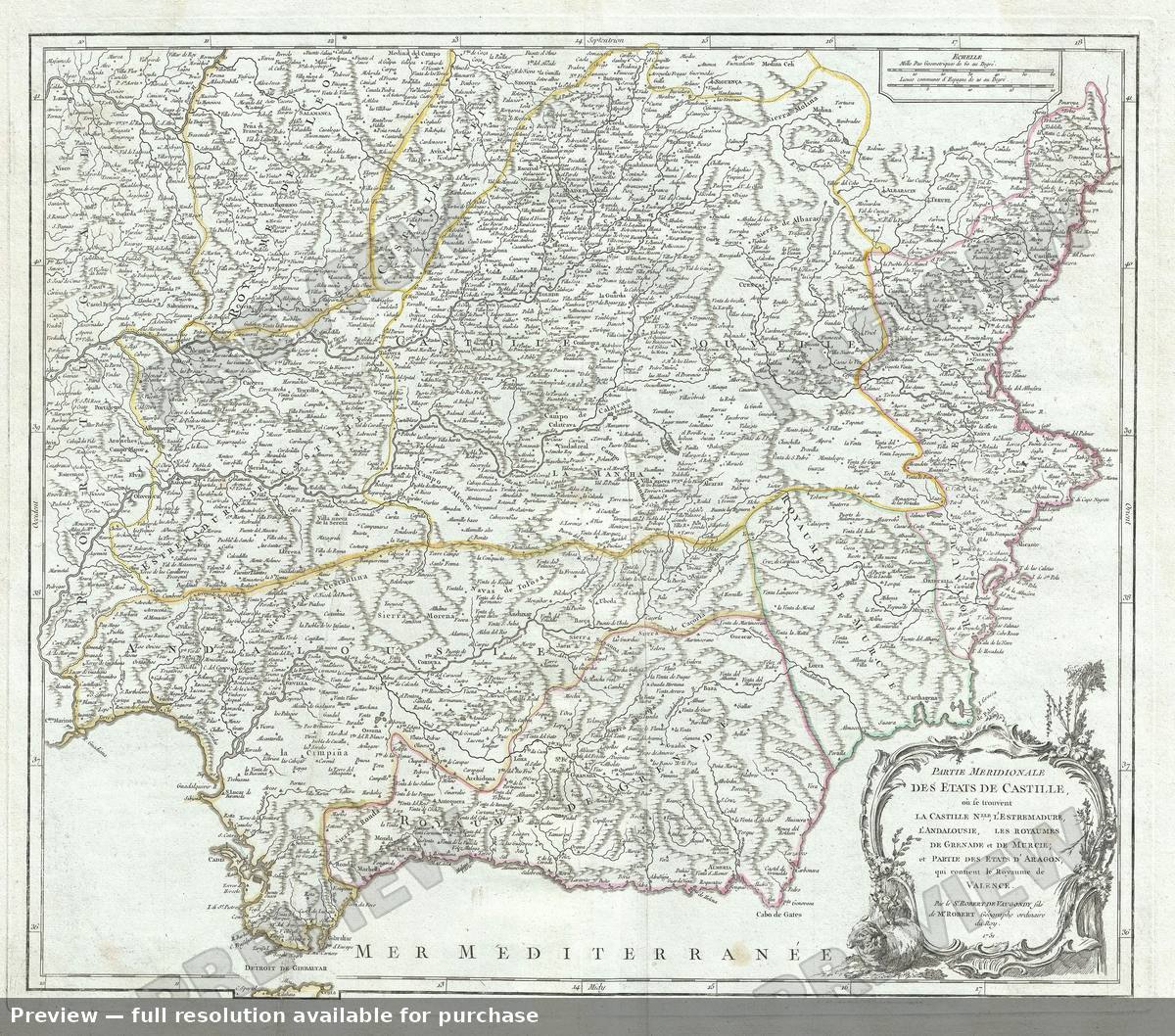 Antique map: Etats De Castille, 1757