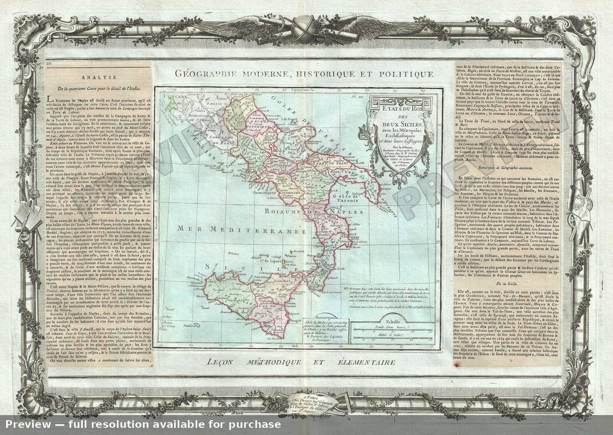 Antique map: Etats Deux Siciles, 1786