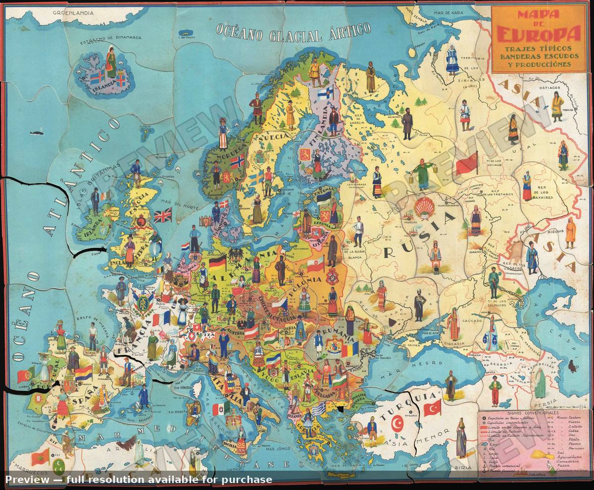 Antique map: Europa, 1932, 1932
