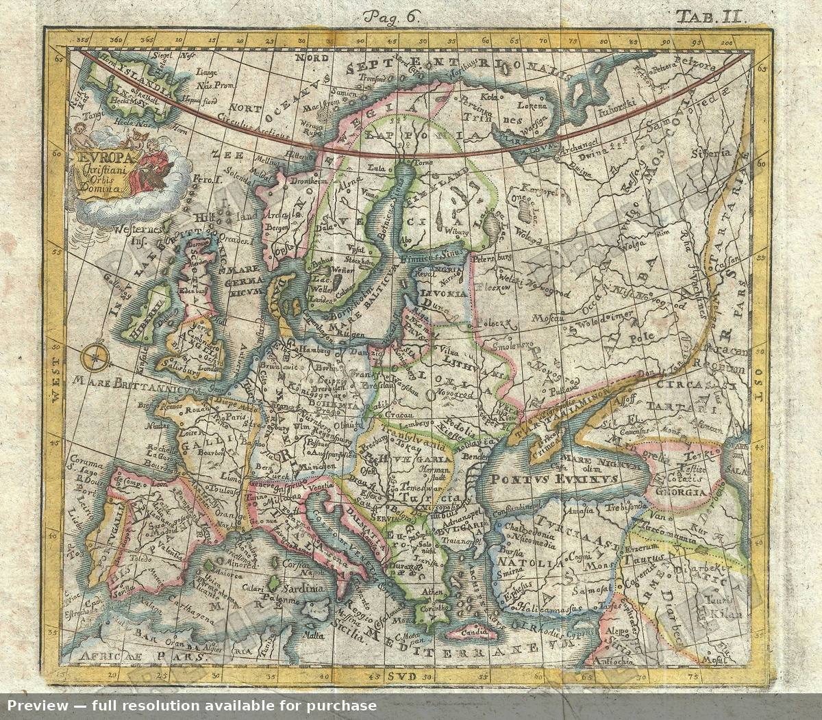 Antique map: Europa, 1742
