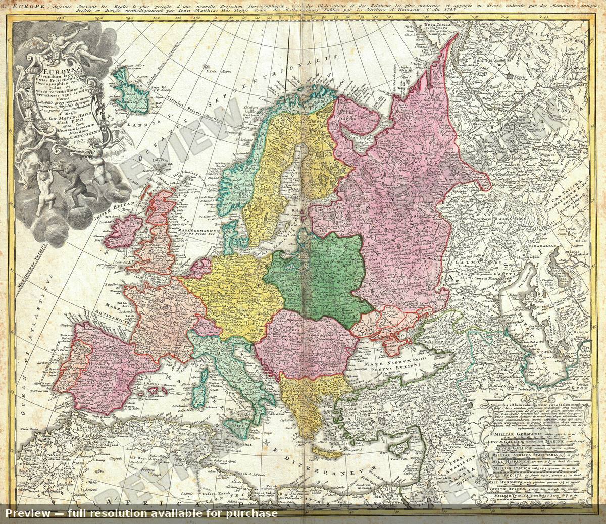 Antique map: Europa, 1743