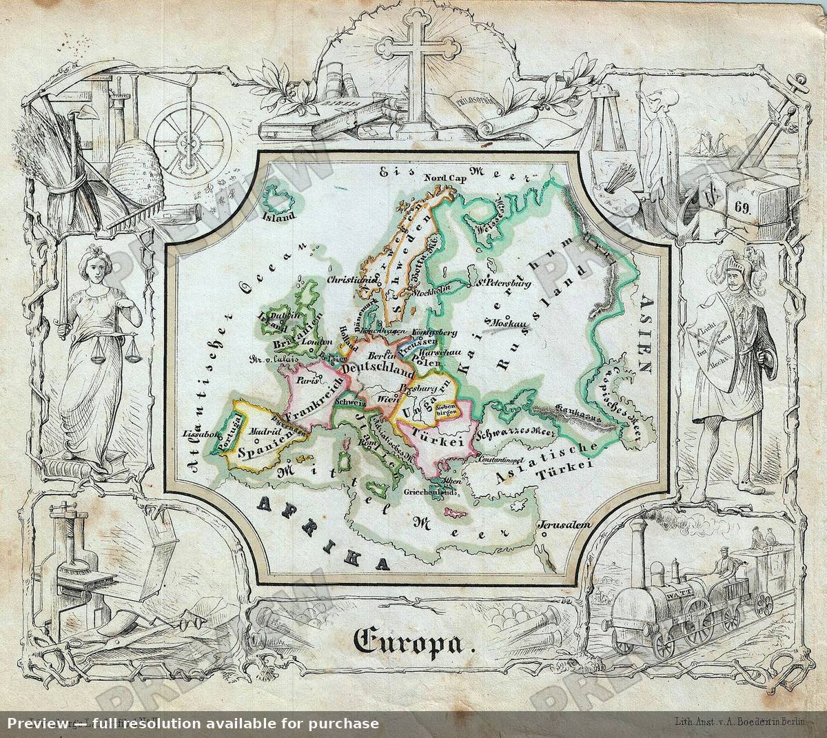 Antique map: Europa, 1846