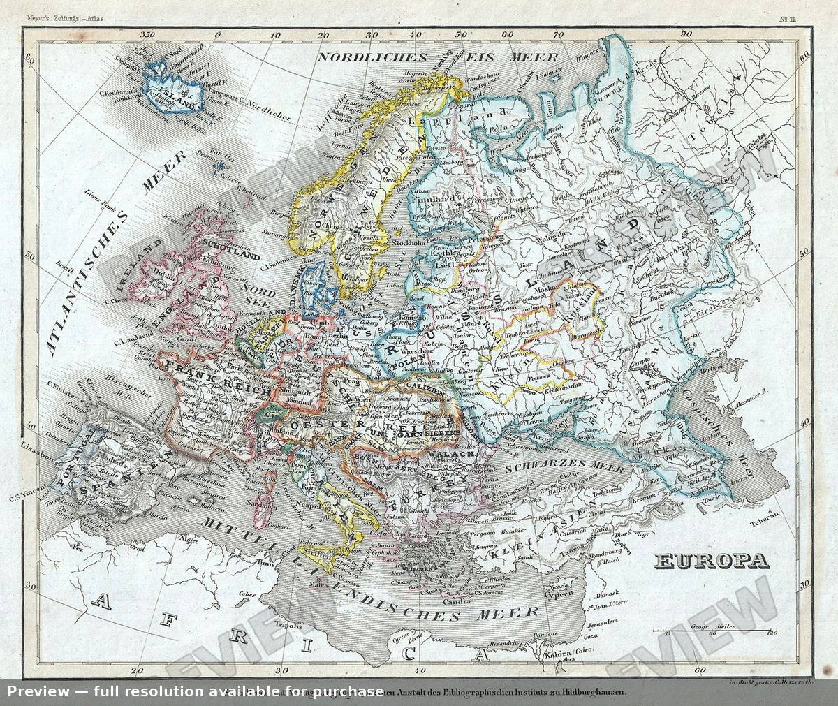Antique map: Europa, 1852, 1852