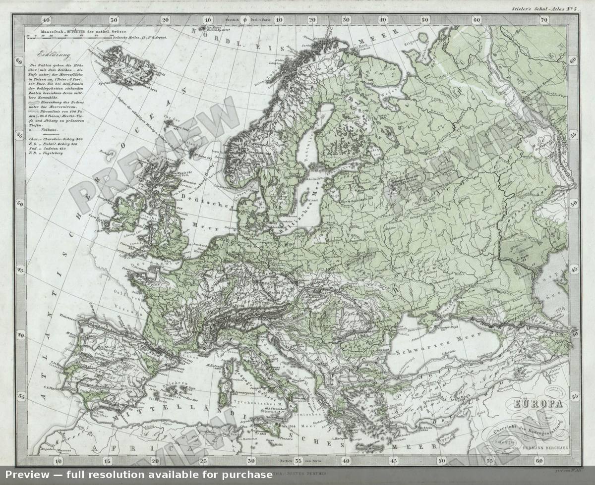 Antique map: Europa Phy, 1862, 1862