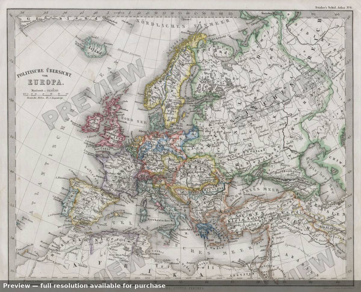 Antique map: Europa Poli, 1862, 1862