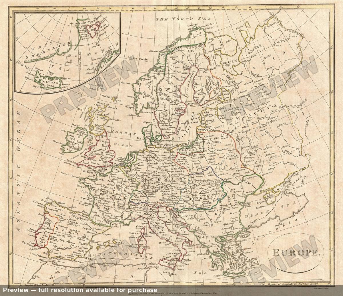 Antique map: Europe, 1799, 1799