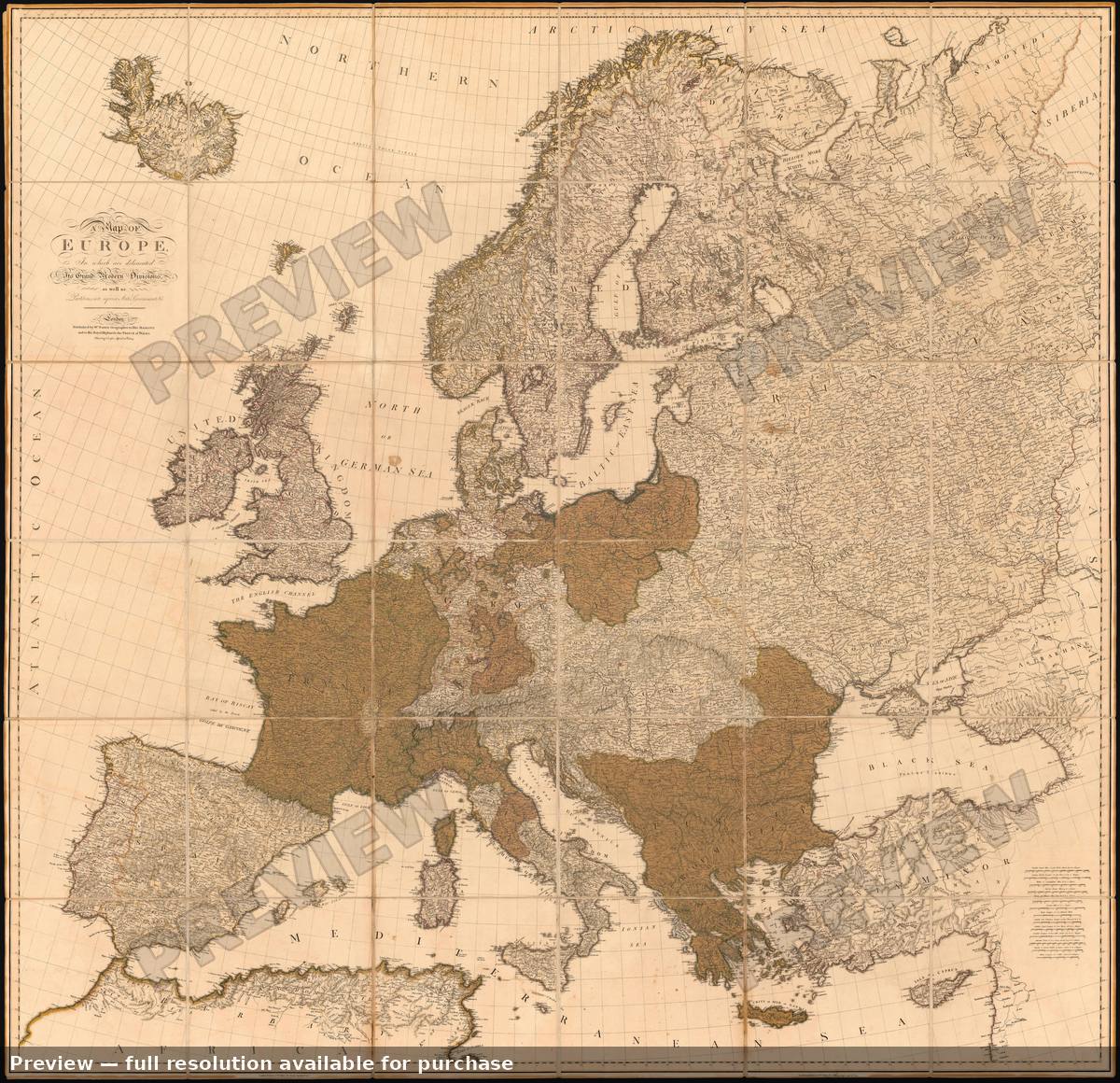 Antique map: Europe, 1804
