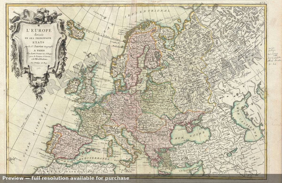 Antique map: Europe, 1762, 1762