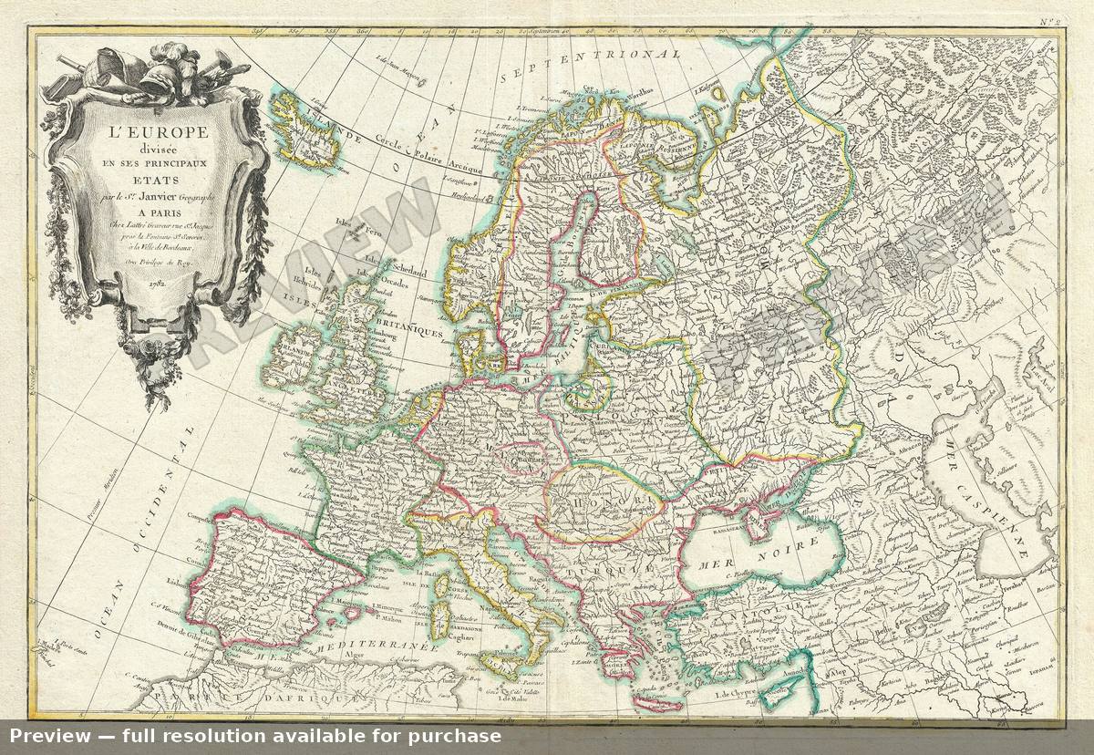 Antique map: Europe, 1782