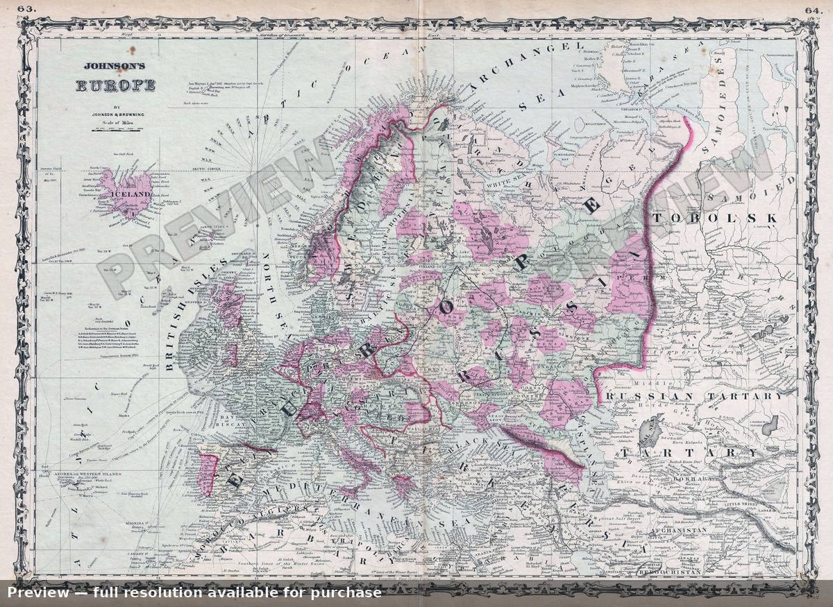Antique map: Europe, 1861, 1861