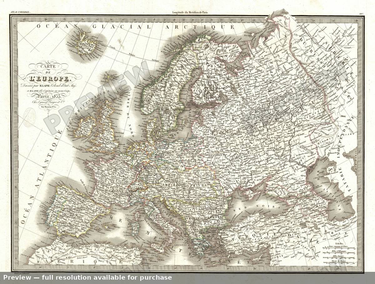 Antique map: Europe, 1829, 1829