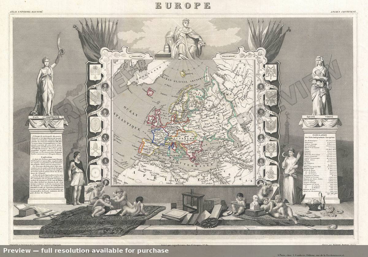 Antique map: Europe, 1852