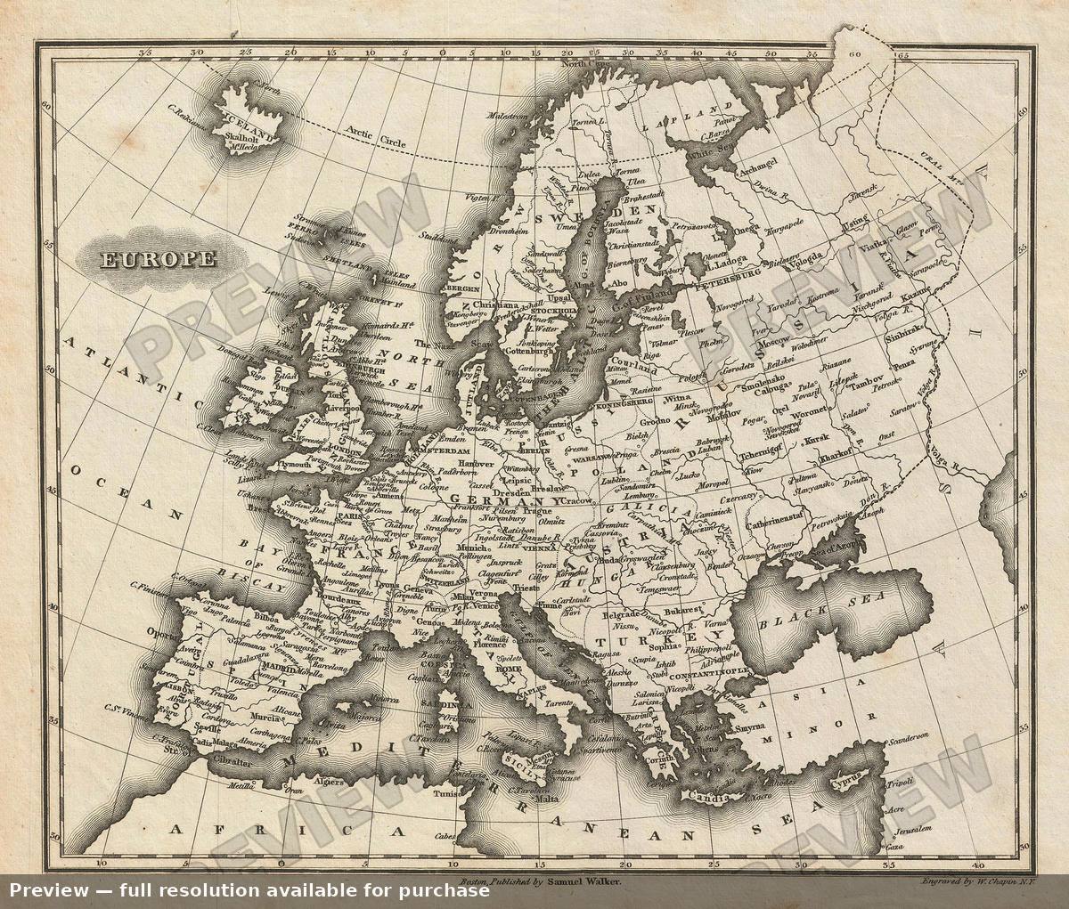 Antique map: Europe, 1828, 1828