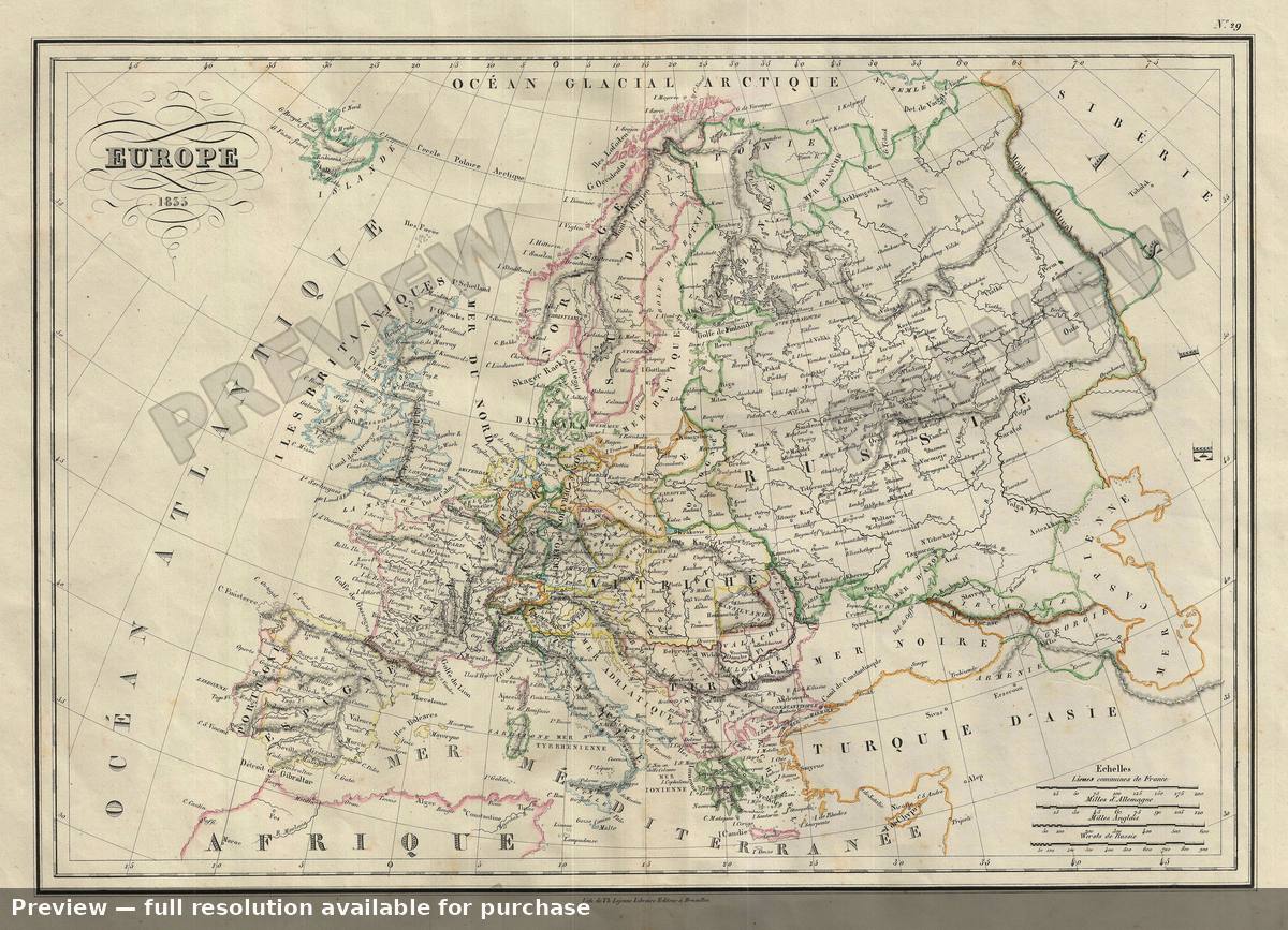 Antique map: Europe, 1837