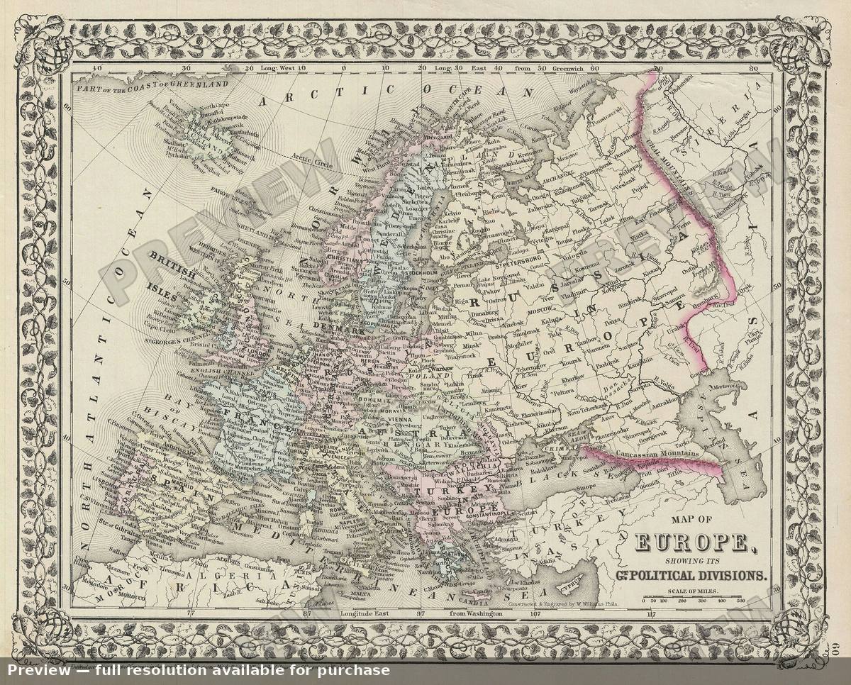 Antique map: Europe, 1872, 1872