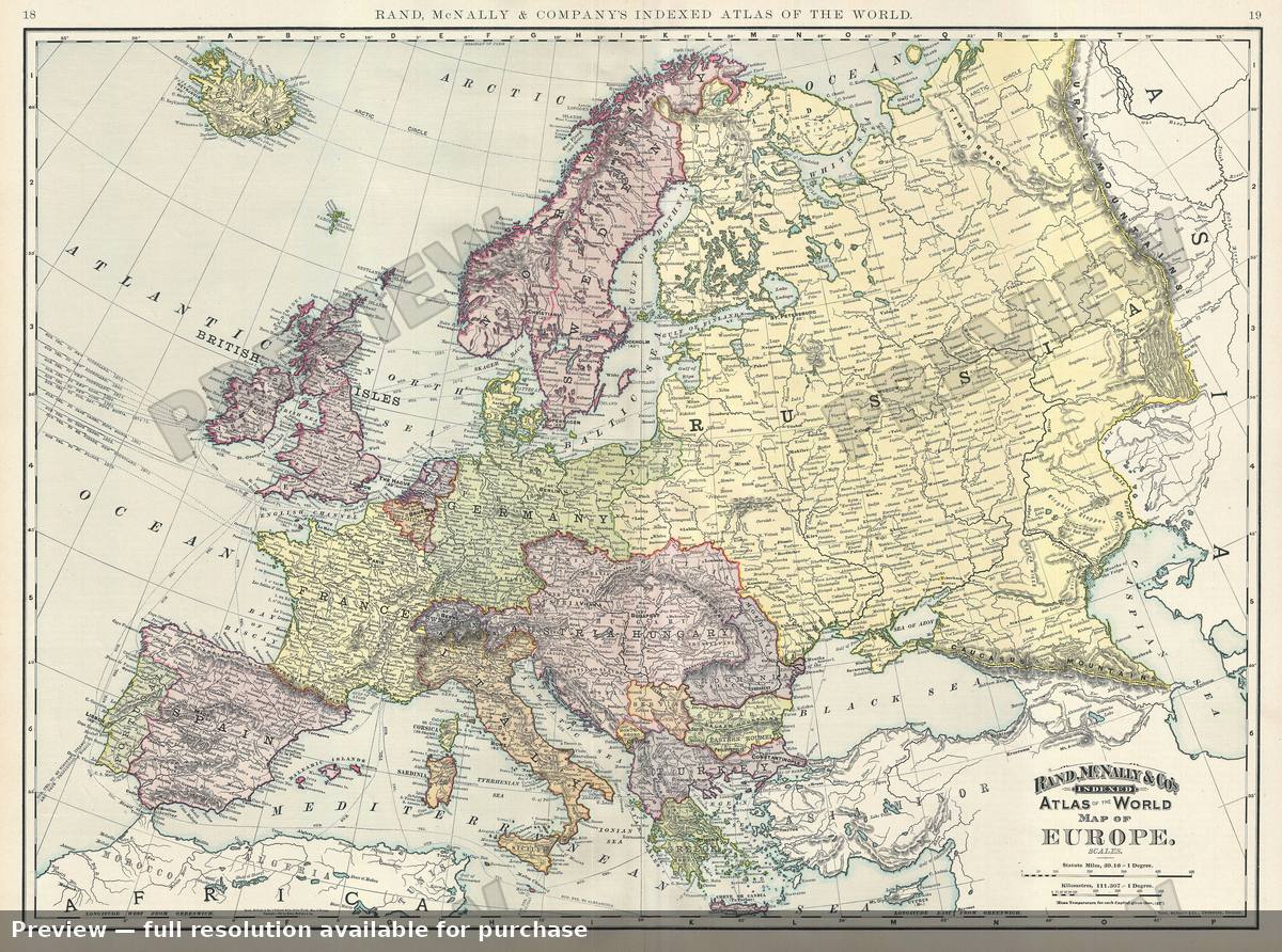 Antique map: Europe, 1895, 1895