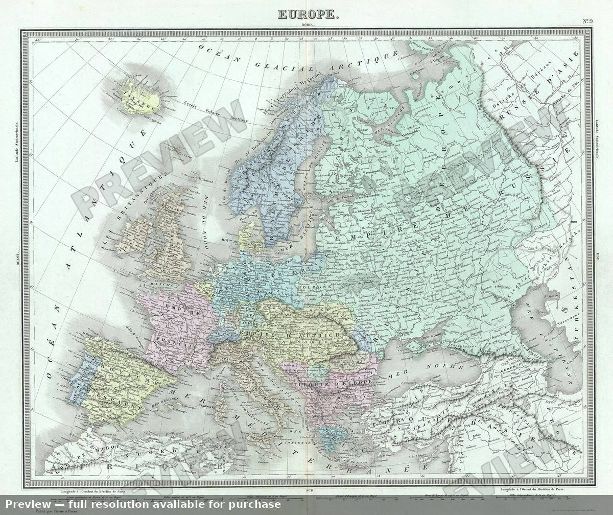 Antique map: Europe, 1874, 1874