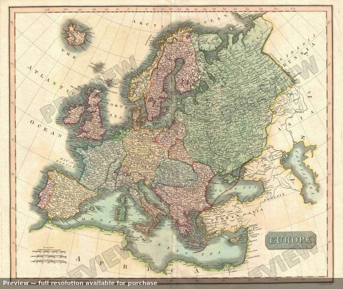 Antique map: Europe, 1816, 1816