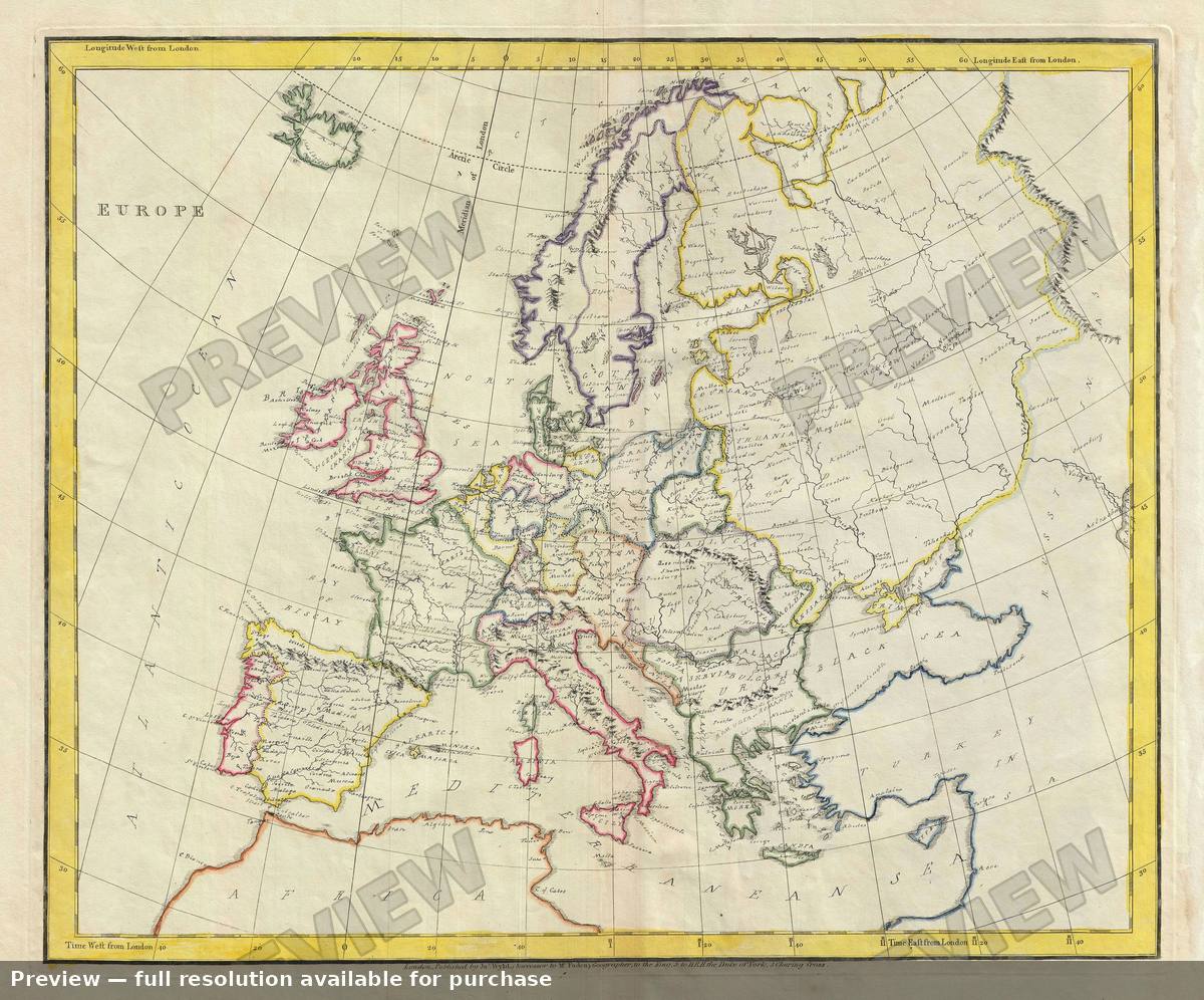 Antique map: Europe, 1823
