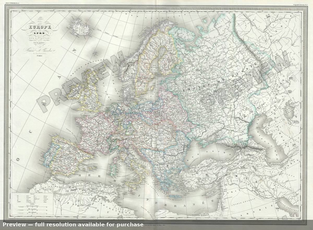 Antique map: Europe 1789, 1860
