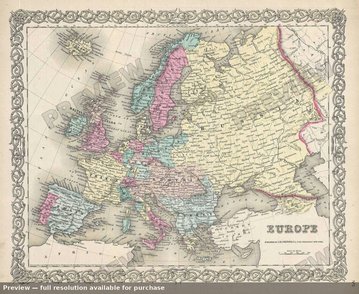 Antique map: Europe 2, 1856