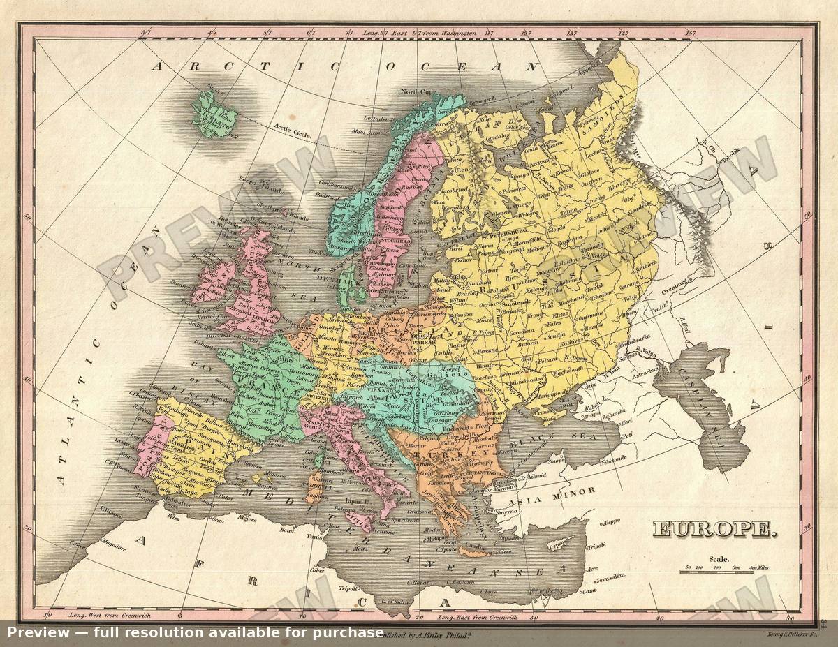 Antique map: Europe 2, 1827