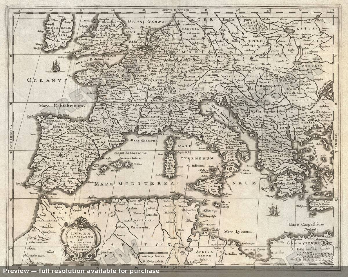 Antique map: Europe Ancient, 1652