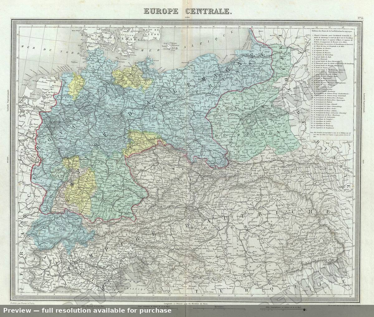 Antique map: Europe Centrale, 1874