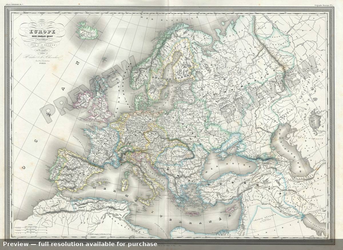 Antique map: Europe Charles, 1860