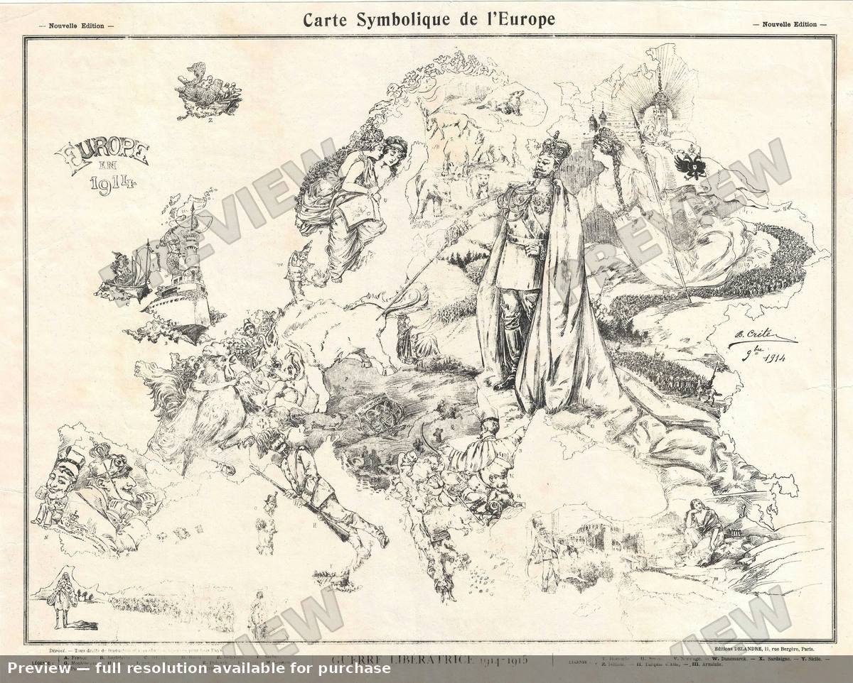 Antique map: Europe Satirical, 1915, 1915